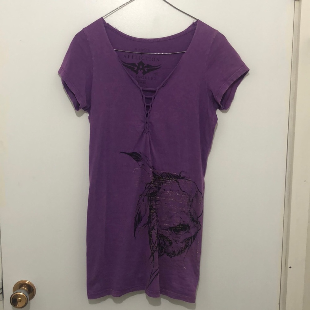 Affliction purple t shirt